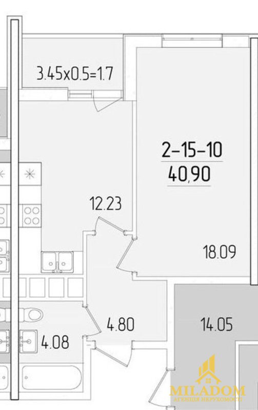 Продаж квартири 1-кімн., 41 м², Приморський — фото 3
